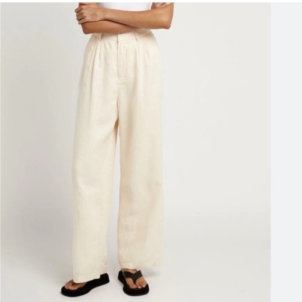 White DISSH Linen Pants, US 2
